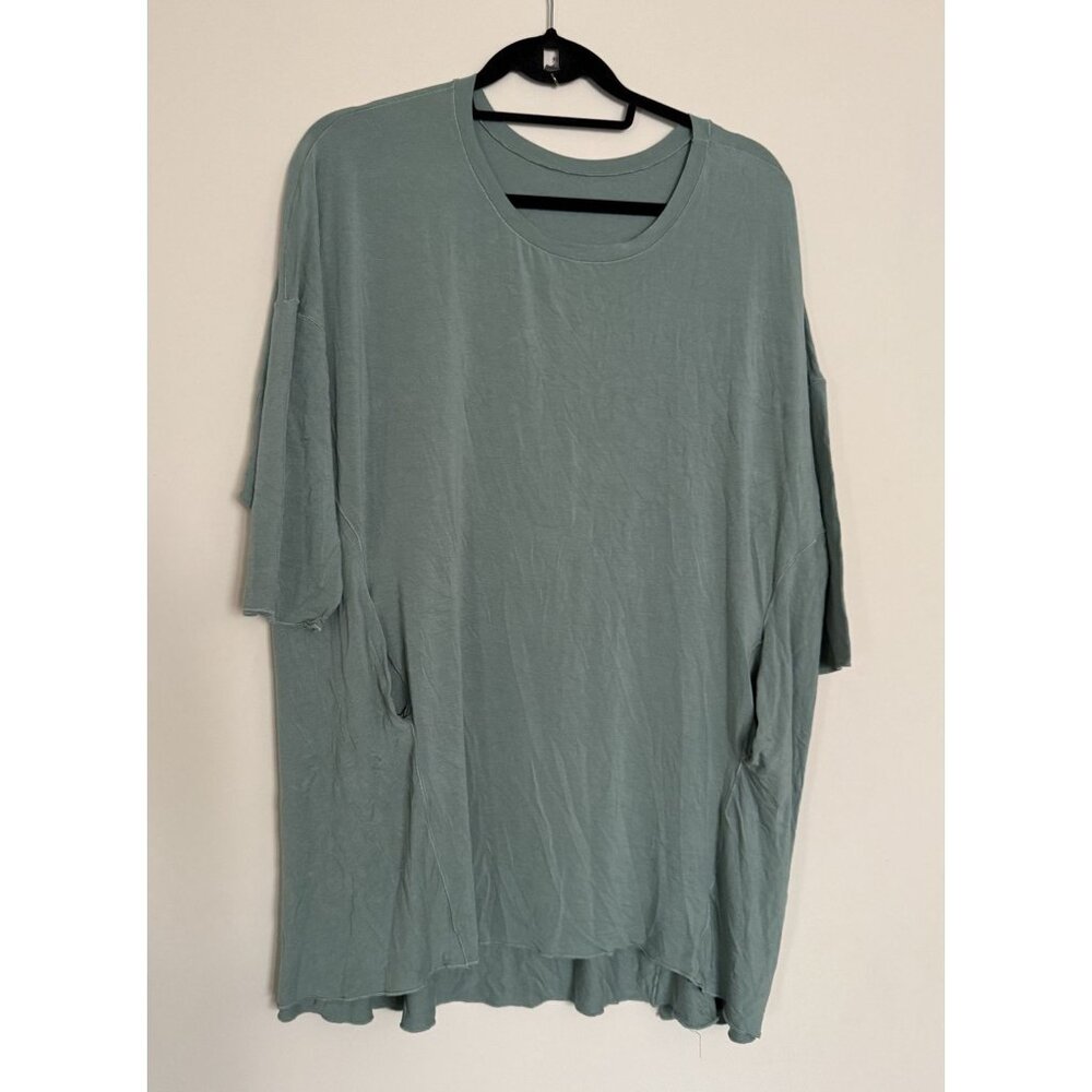 Angelrox‎ Suger True Pearl Flowy Tee OS, Green Oversized Lagenlook Stretch Modal